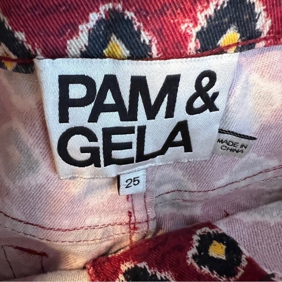 Pam & Gela Johnny Was Ikat Print Twill Ankle Zip Pants - Picture 5 of 6